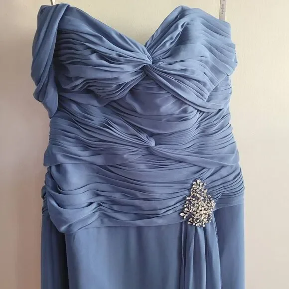 NWT Alfred Angelo navy single strap maxi dress sweetheart neckline wedding guest - Picture 4 of 16